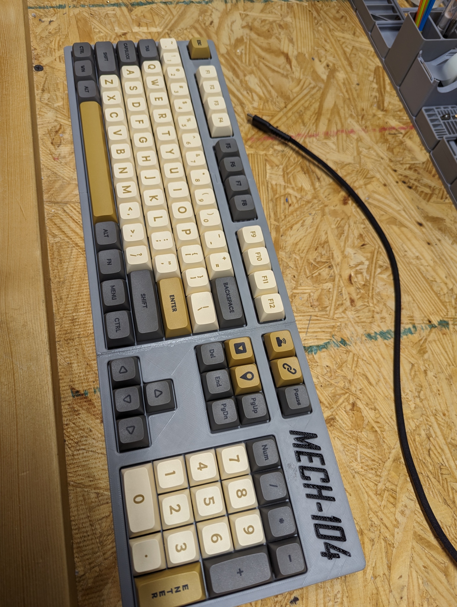 Grey 3d printed keyboard mech-104